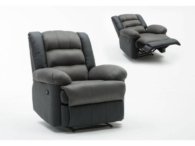 Relax-Sessel "Buckingham" - 85 x 93 x 100 cm - Schwarz / Dunkelgrau