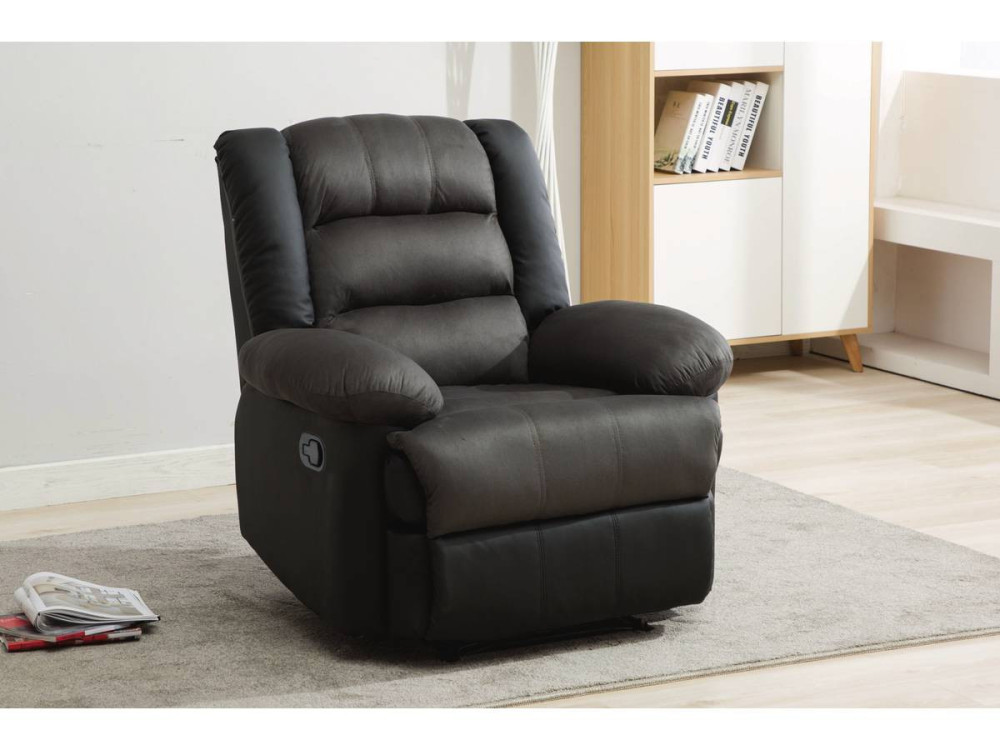 Relax-Sessel "Buckingham" - 85 x 93 x 100 cm - Schwarz / Dunkelgrau