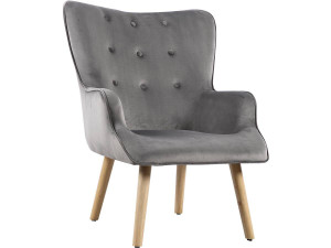 Sessel aus Samt skandinavischer Stil "Odense" - 73 x 81 x 92,5 cm - 1 Person - Grau