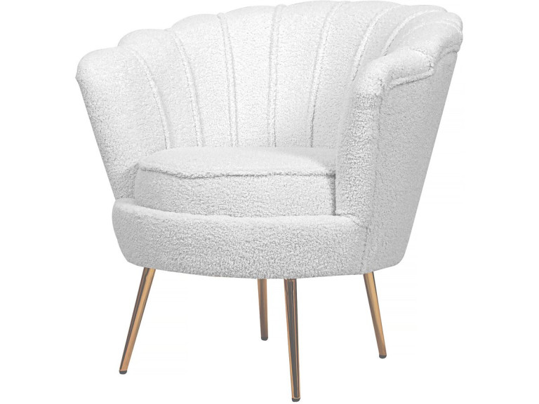 Sessel aus Bouclé-Stoff "Floria" - 75 x 68 x 77,5 cm -  Weiß