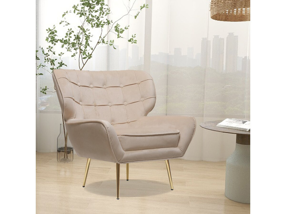 Sessel aus Samt "Austin" - 79 x 71 x 79,5 cm - Beige
