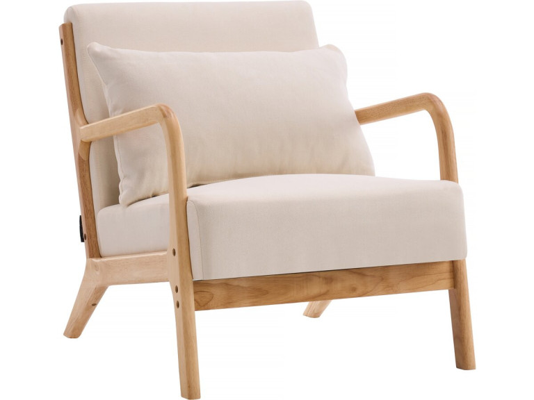 Sessel "Clinton" aus Holz im skandinavischen Stil - Beige