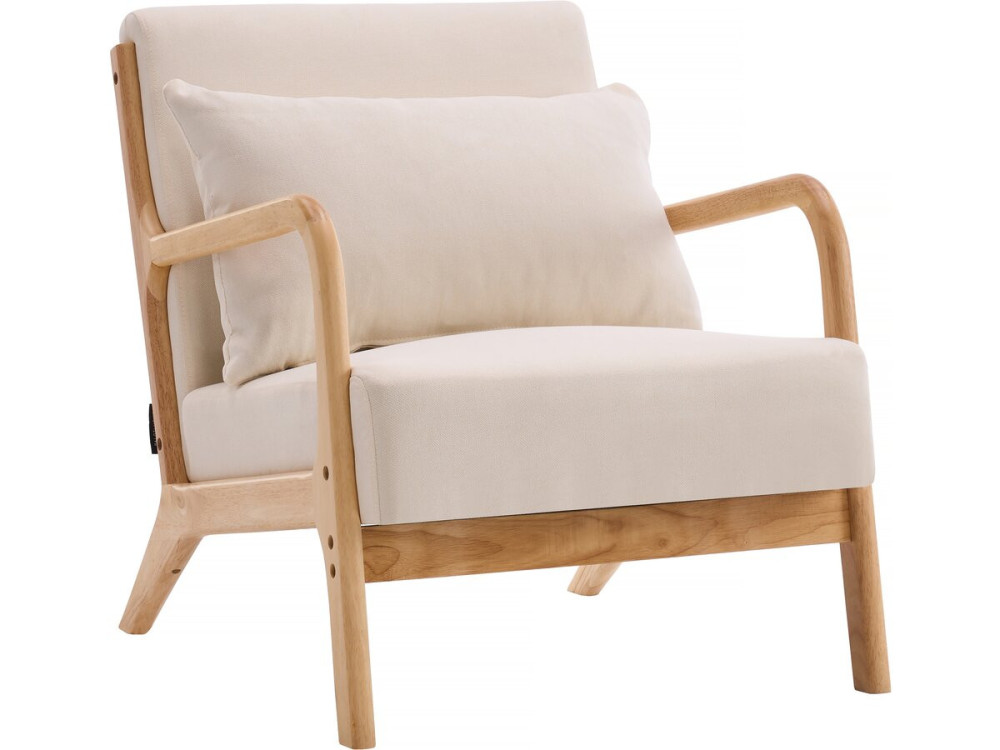 Sessel "Clinton" aus Holz im skandinavischen Stil - Beige