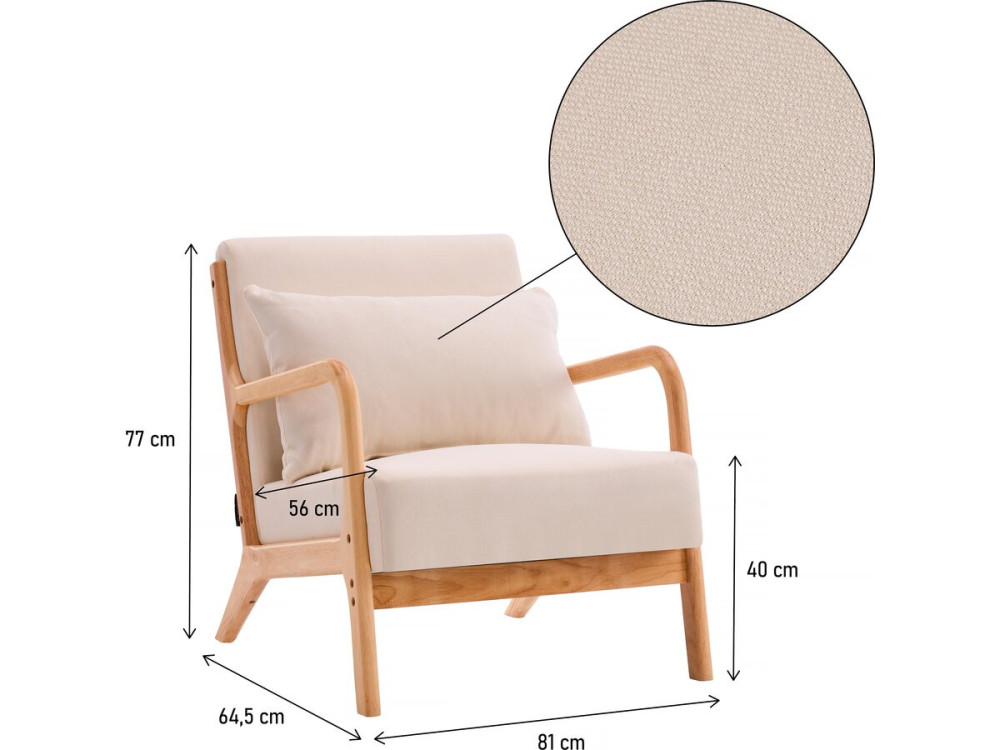 Sessel "Clinton" aus Holz im skandinavischen Stil - Beige