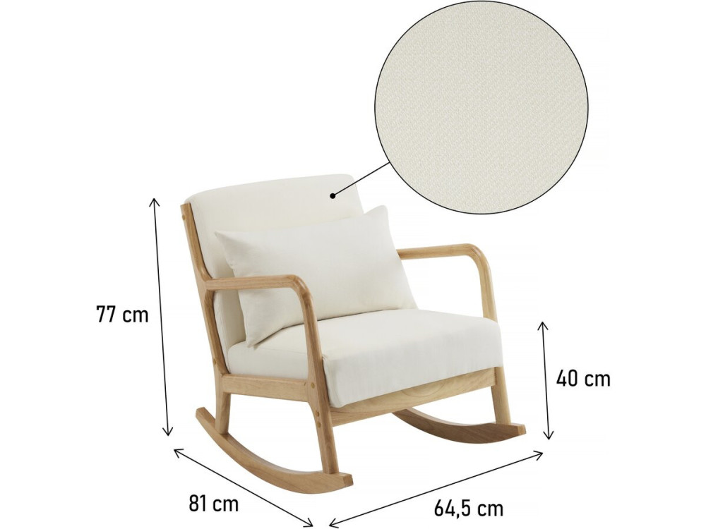 Schaukelstuhl im skandinavischen Stil aus Bouclé und Holz „Clinton“ - Beige