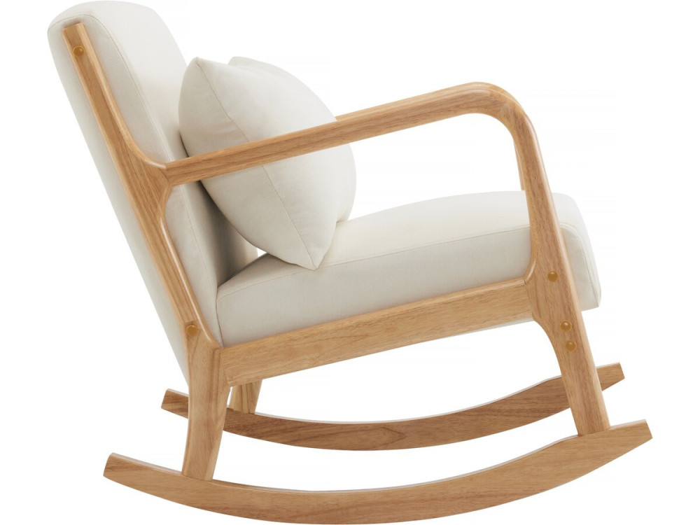Schaukelstuhl im skandinavischen Stil aus Bouclé und Holz „Clinton“ - Beige