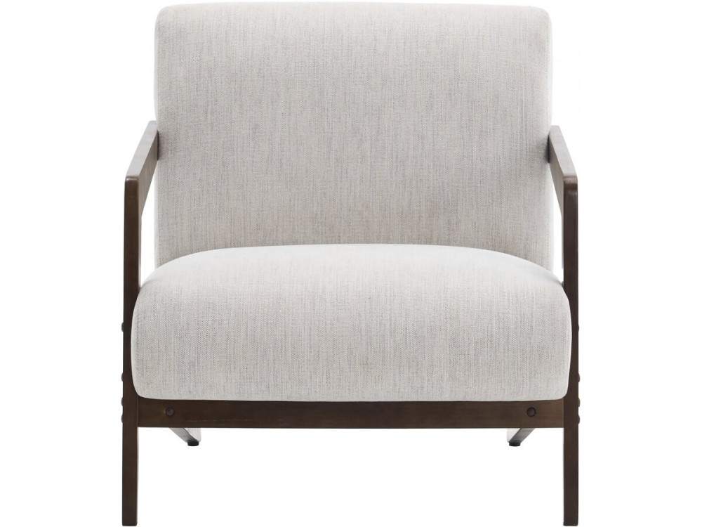 Skandinavischer Sessel „Lena“ aus Holz und Stoff – Beige