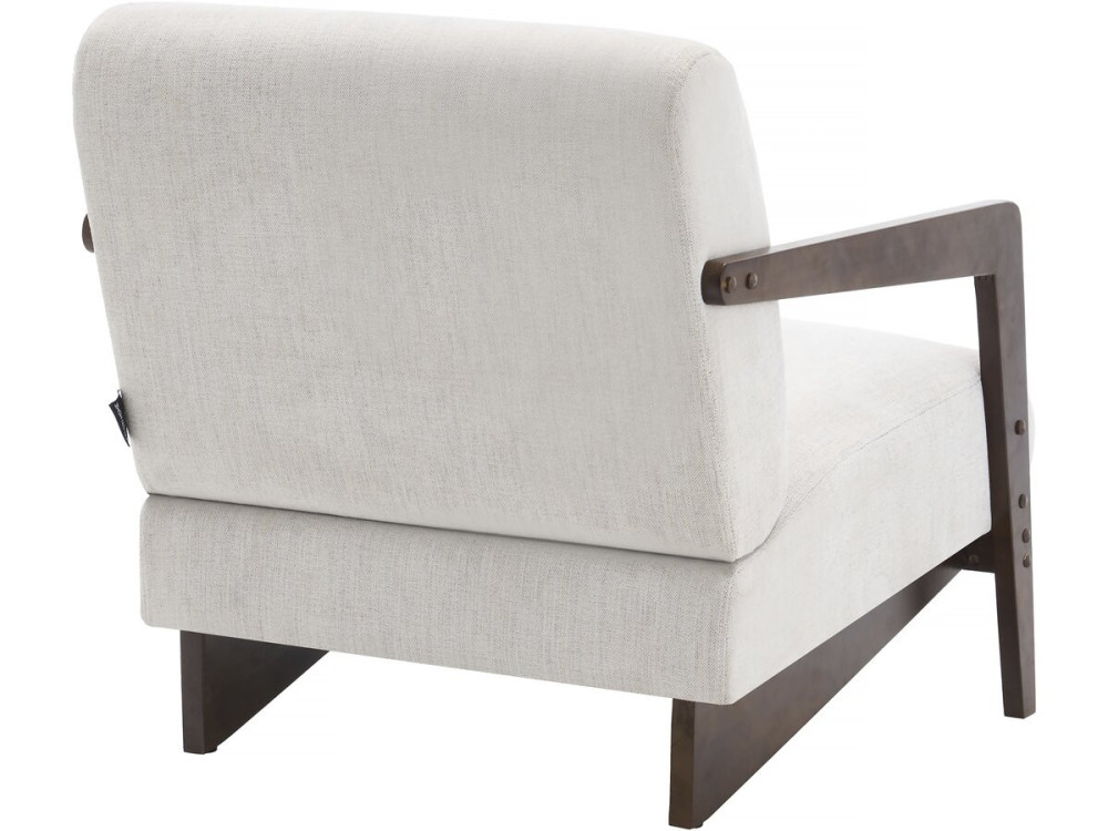 Skandinavischer Sessel „Lena“ aus Holz und Stoff – Beige