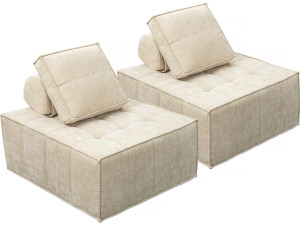 Set aus 2 modularen Sesseln „Velluto” für Sofa aus strukturiertem Stof f– Beige