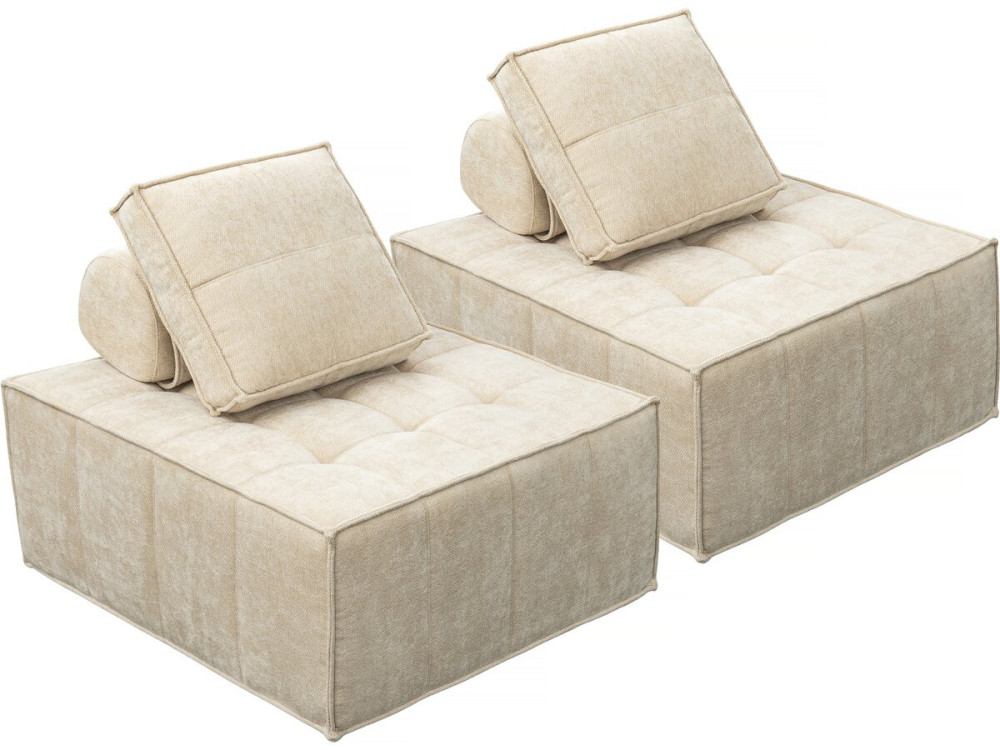 Set aus 2 modularen Sesseln „Velluto” für Sofa aus strukturiertem Stof f– Beige