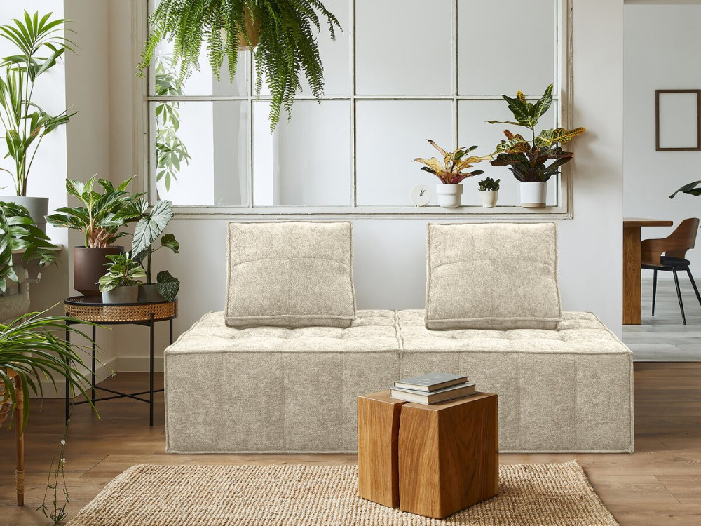 Set aus 2 modularen Sesseln „Velluto” für Sofa aus strukturiertem Stof f– Beige