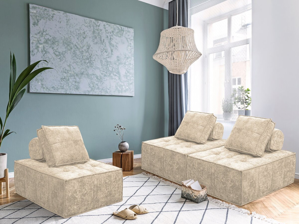 Set aus 2 modularen Sesseln „Velluto” für Sofa aus strukturiertem Stof f– Beige
