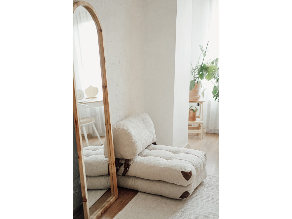 Stoffsessel mit Bettfunktion "Fold" - 80 x 60 x 70 cm - Creme