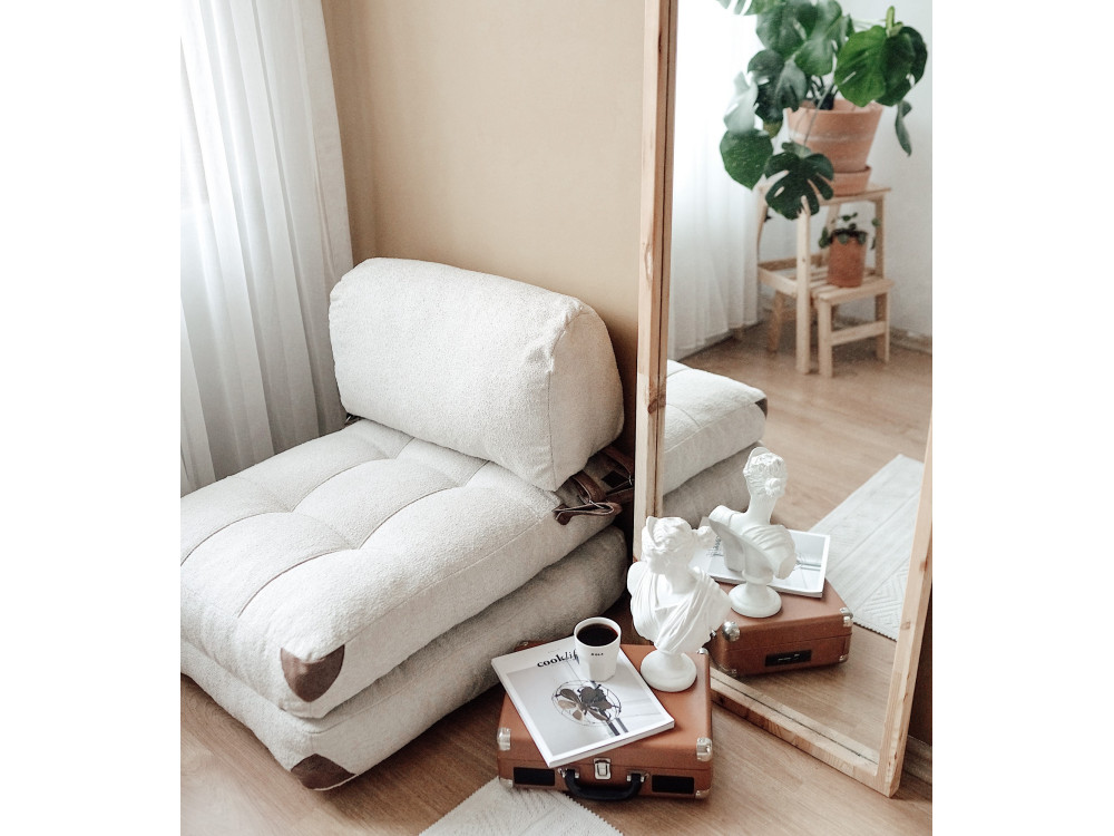 Stoffsessel mit Bettfunktion "Fold" - 80 x 60 x 70 cm - Creme