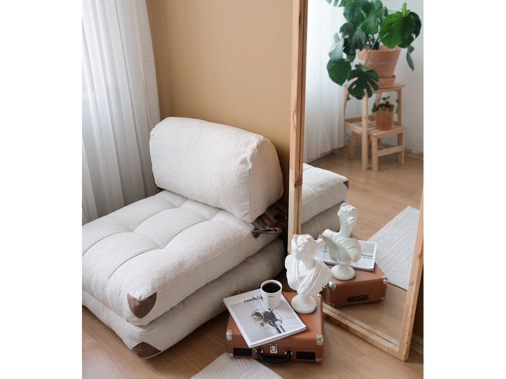 Stoffsessel mit Bettfunktion "Fold" - 80 x 60 x 70 cm - Creme