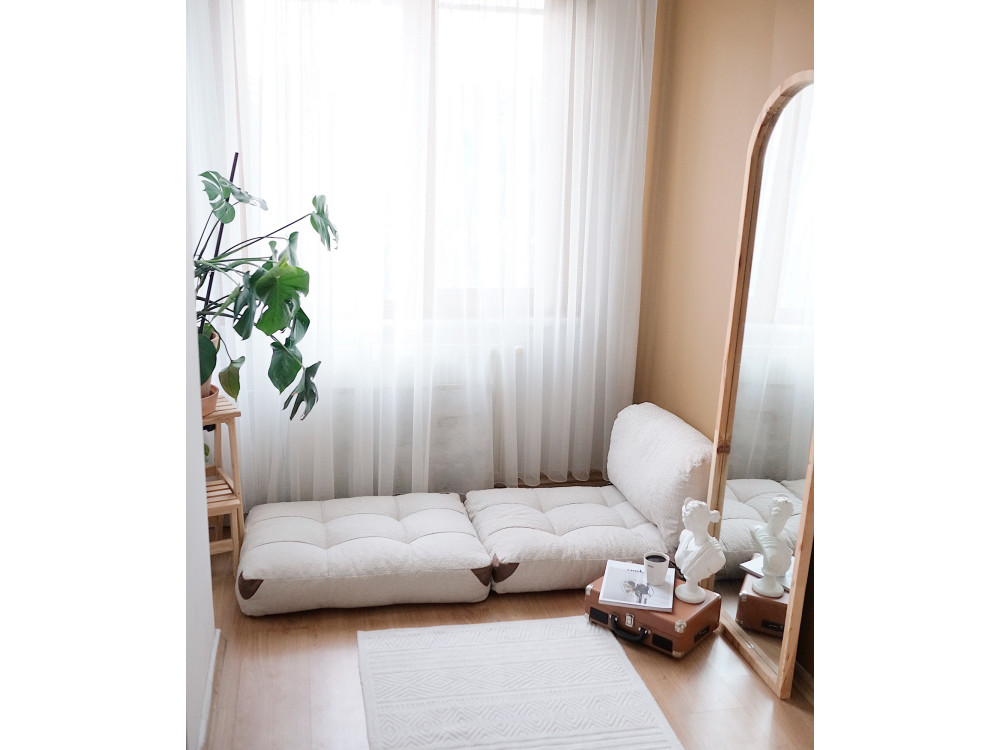 Stoffsessel mit Bettfunktion "Fold" - 80 x 60 x 70 cm - Creme