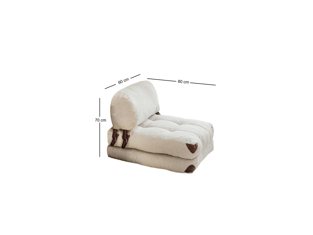 Stoffsessel mit Bettfunktion "Fold" - 80 x 60 x 70 cm - Creme