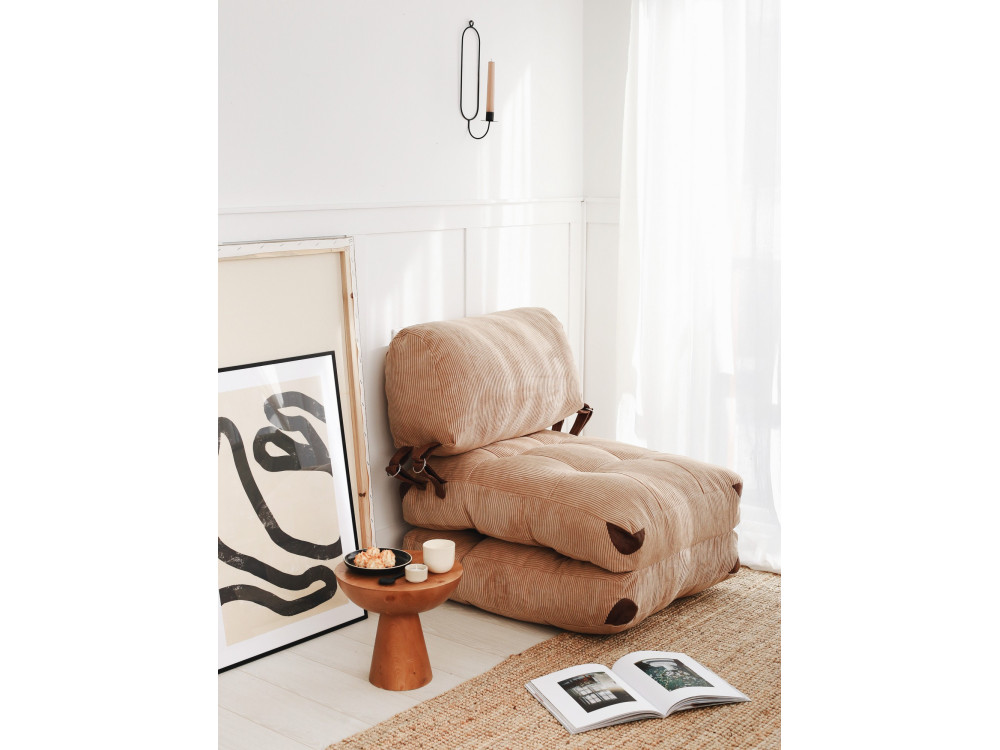 Stoffsessel mit Bettfunktion "Fold" - 80 x 60 x 70 cm - Braun
