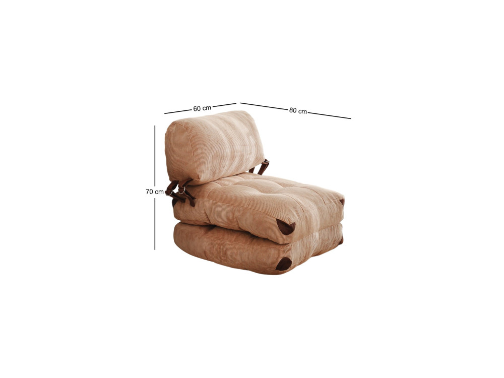 Stoffsessel mit Bettfunktion "Fold" - 80 x 60 x 70 cm - Braun