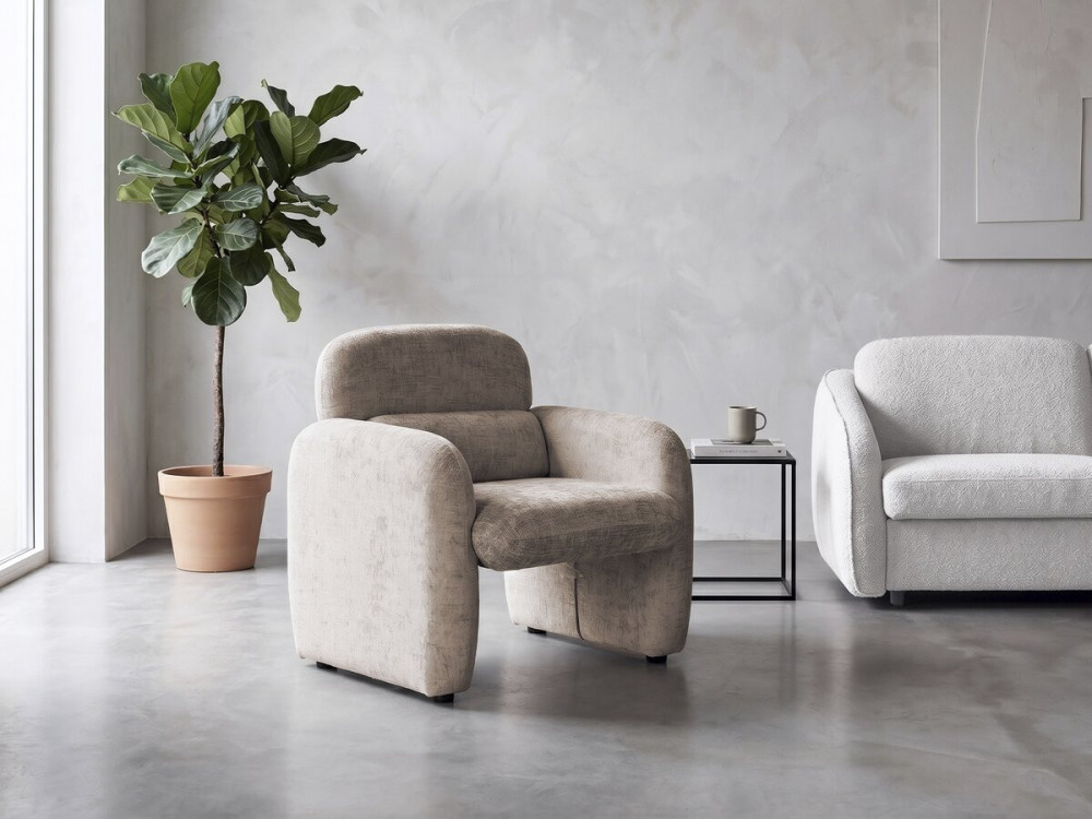 Lounge-Sessel aus meliertem Stoff "Cozmo" - 78 x 79 x 77 cm - Beige