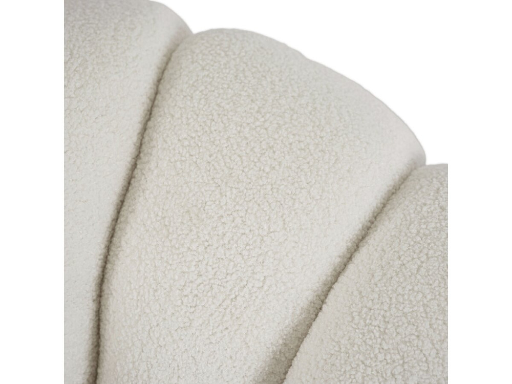 Sessel mit Hocker im Bubble-Stil aus Bouclé-Stoff "Élysée" - Creme