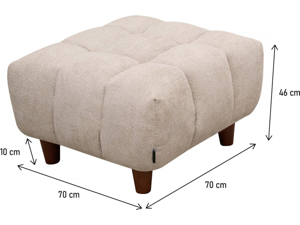 Hocker für Sofa "Matignon" - 70 x 70 x 46 cm - Beige