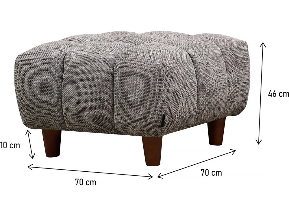 Hocker für Sofa "Matignon" - 70 x 70 x 46 cm - Grau