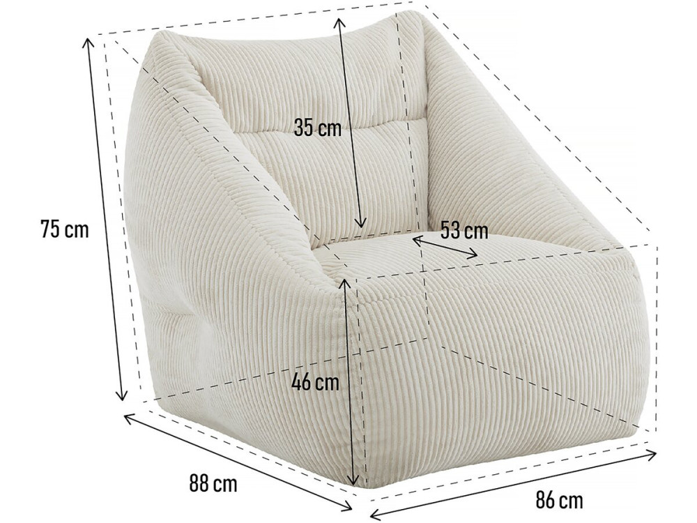 Cord-Hocker „Medellin“ – Beige – 85 x 85 x 72 cm