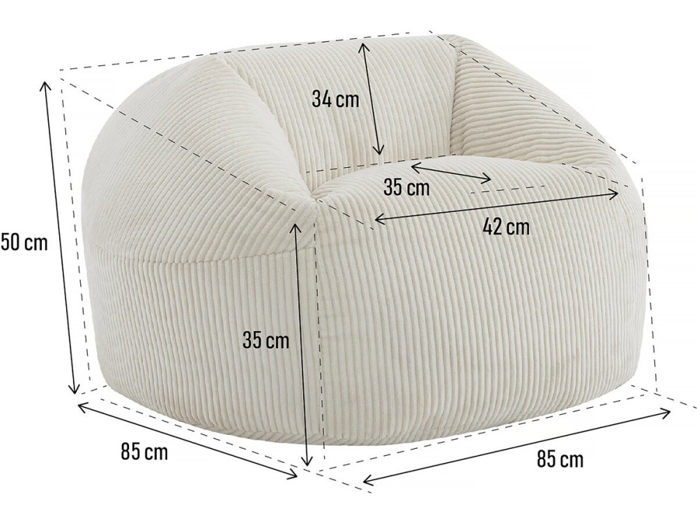 Cord-Hocker „Cusco“ - 80 x 74 x 49 cm - Beige