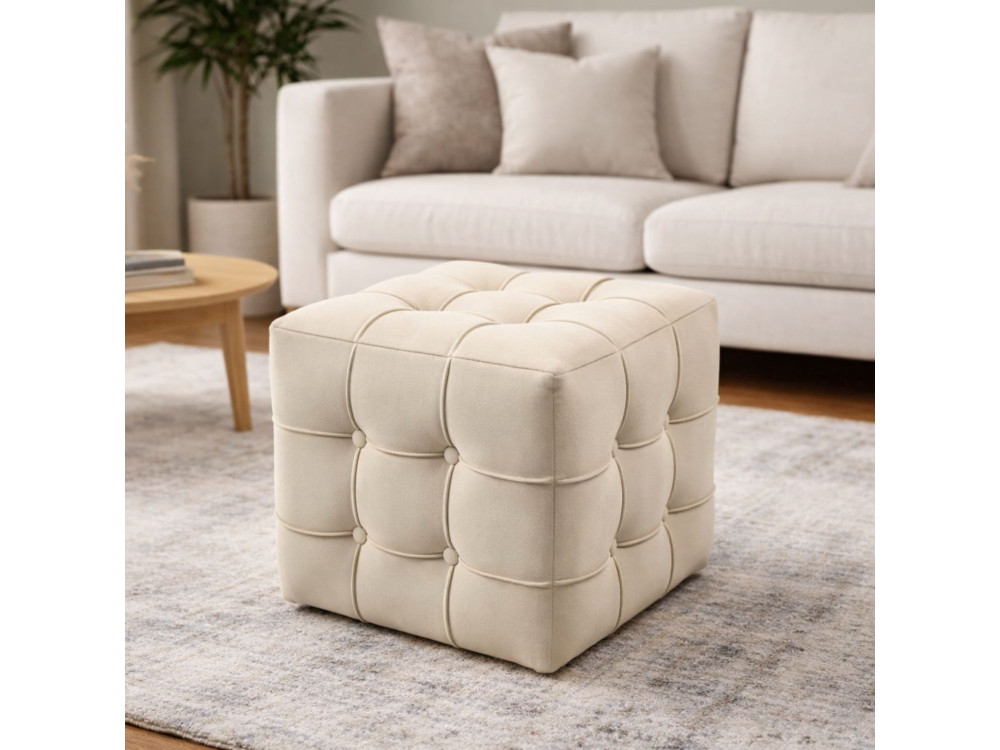 Sitzsack aus Samt "Lizbon" - 42 x 42 x 42 cm - Creme