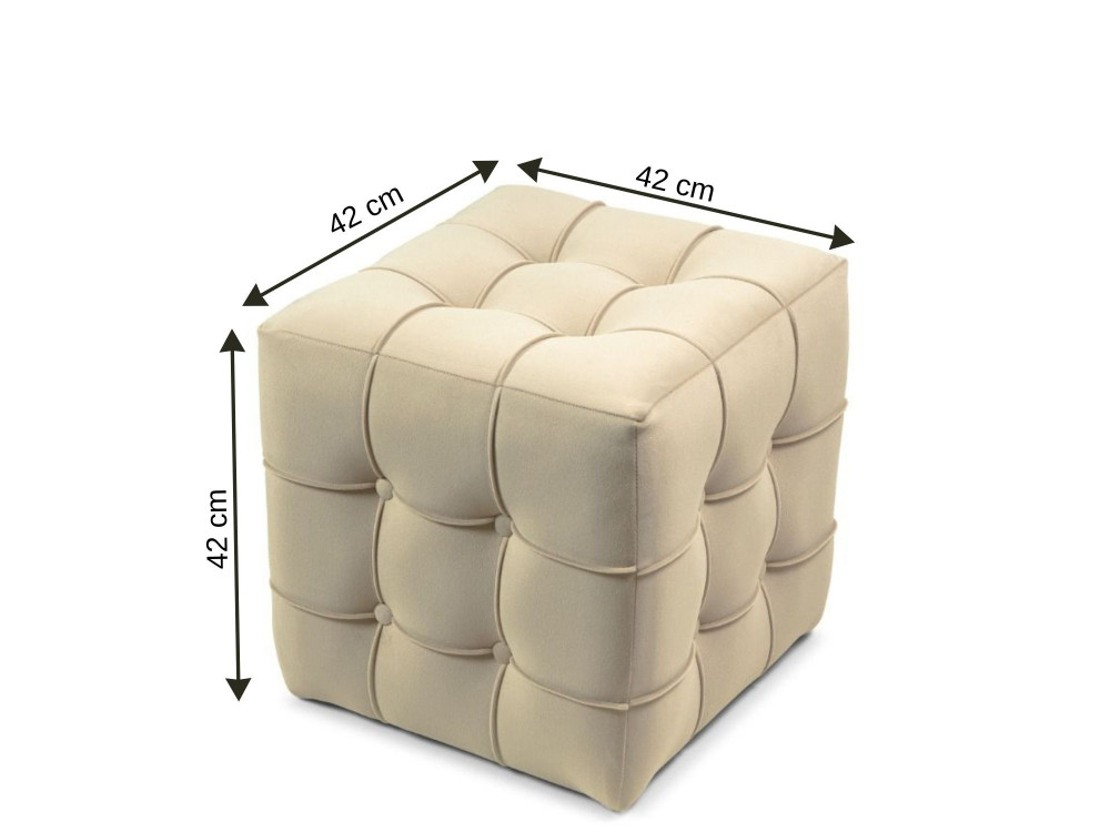 Sitzsack aus Samt "Lizbon" - 42 x 42 x 42 cm - Creme