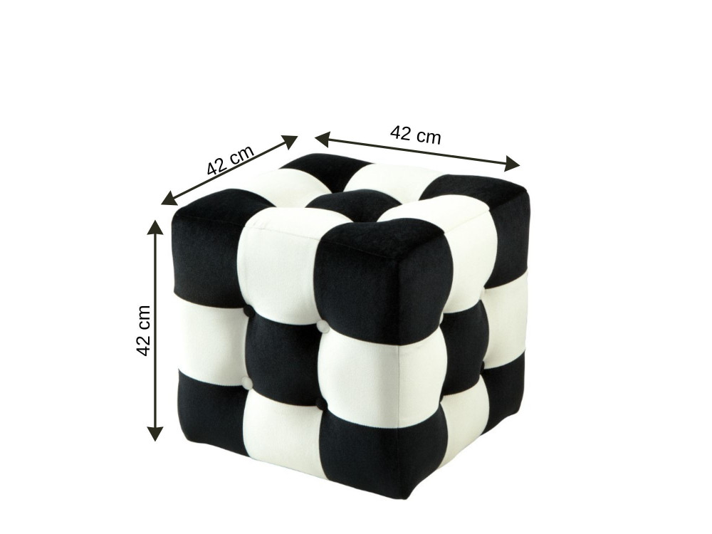 Sitzsack aus Samt "Patchwork" - 42 x 42 x 42 cm - Schwarz / Weiß