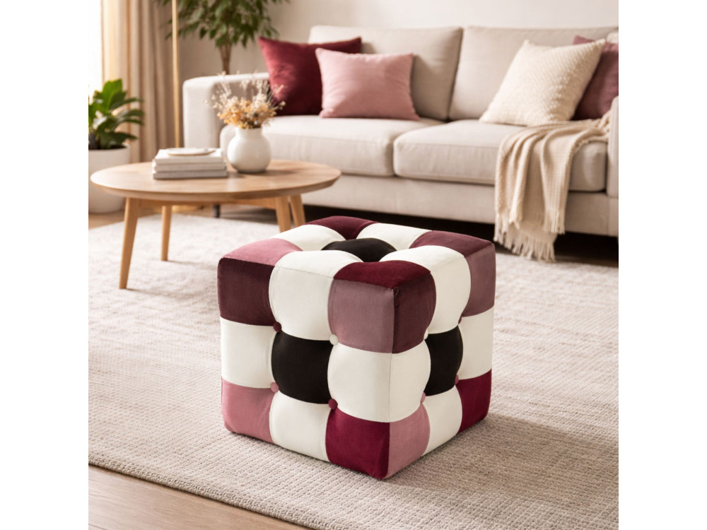 Sitzsack aus Samt "Patchwork" - 42 x 42 x 42 cm - Mehrfarbig