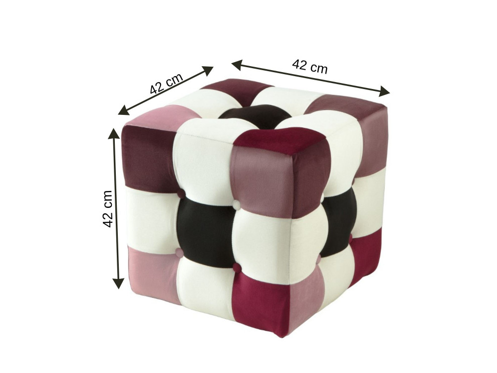 Sitzsack aus Samt "Patchwork" - 42 x 42 x 42 cm - Mehrfarbig