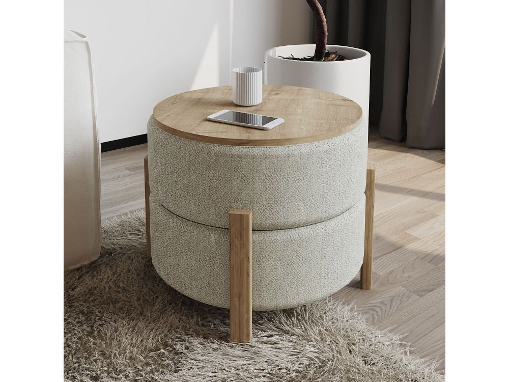Sitzsack aus Holz "Clone" - 47 x 48 x 45 cm - Beige