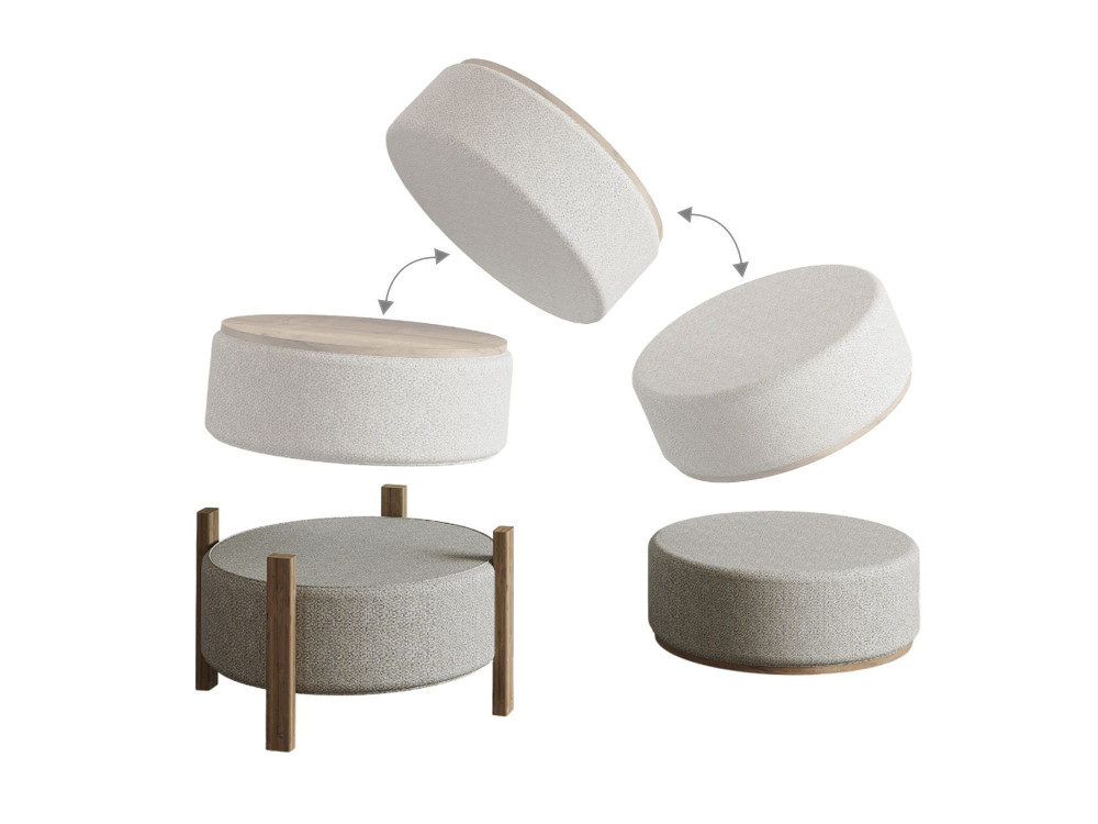 Sitzsack aus Holz "Clone" - 47 x 48 x 45 cm - Beige