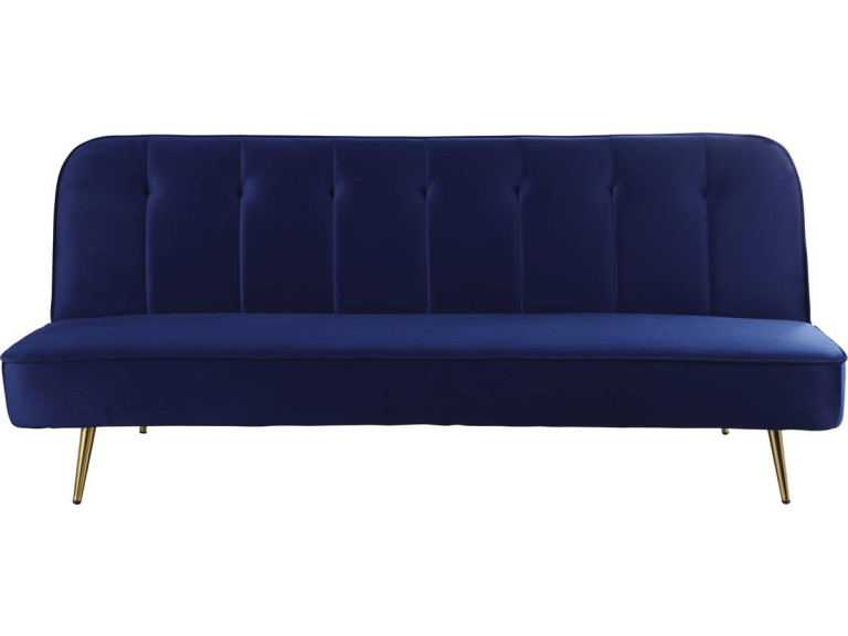 Schlafsofa aus Samt "James" - 180 x  83 x 75 cm - 3-Sitzer - Dunkelblau