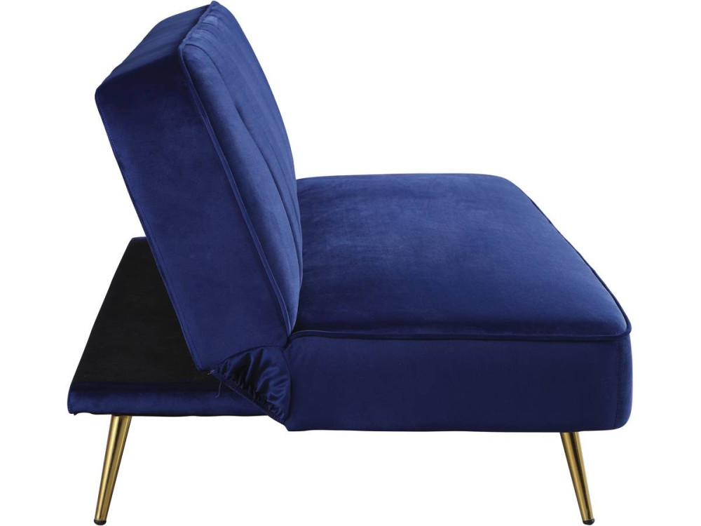 Schlafsofa aus Samt "James" - 180 x  83 x 75 cm - 3-Sitzer - Dunkelblau