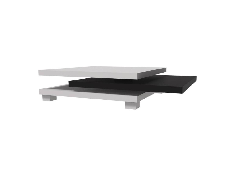 Couchtisch "Elena" - 80 x 80 x 32 cm - Weiß / Schwarz