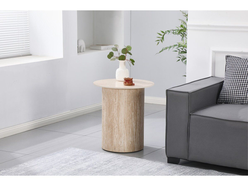 Beistelltisch, Sofatisch, Nachttisch aus Keramik „Eclat“ – 50 x 50 x 55 cm – Weiß - 50 x 50 x 55 cm - Braun