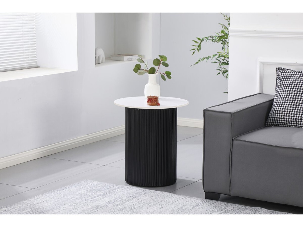 Beistelltisch, Sofatisch, Nachttisch aus Keramik „Eclat“ – 50 x 50 x 55 cm – Weiß - 50 x 50 x 55 cm - Weiß