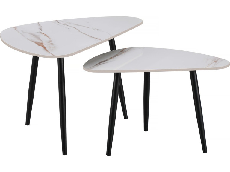 2er-Set Couchtische aus Keramik "Terra" - 49 x 79 x 56 cm - Weiß