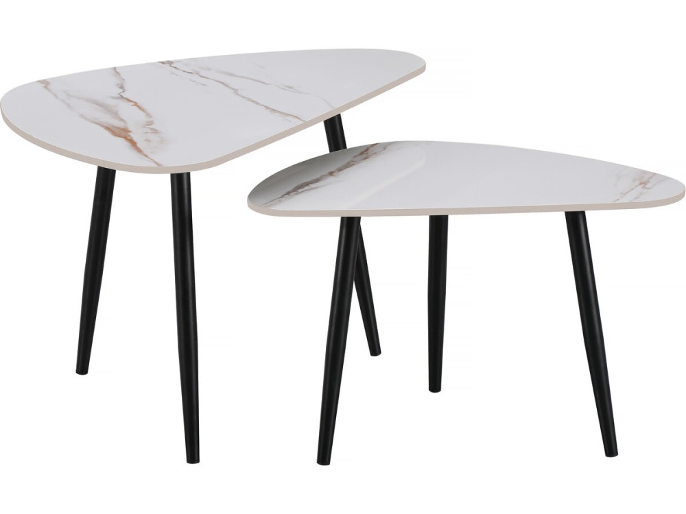 2er-Set Couchtische aus Keramik "Terra" - 49 x 79 x 56 cm - Weiß