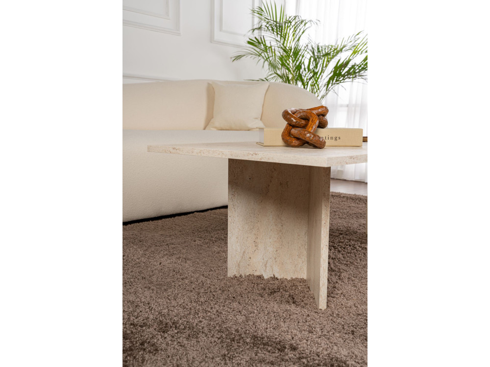 Couchtisch aus Holz „Sabin” – 60 x 119 x 40 cm – Travertin