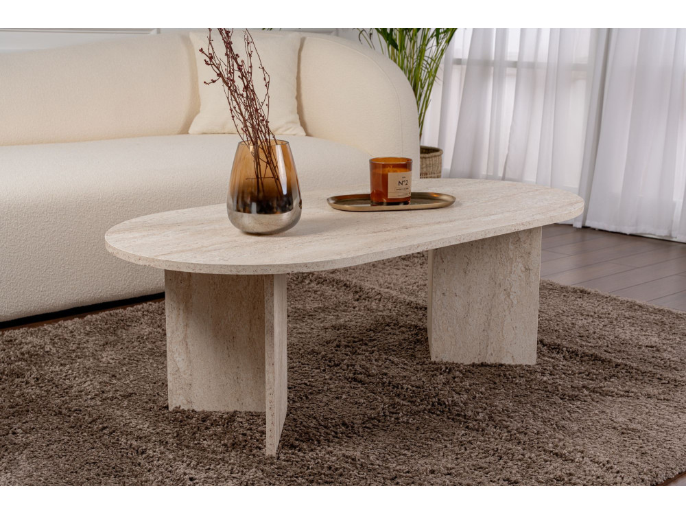 Couchtisch aus Holz „Sable“ – 60 x 119 x 40 cm – Travertin