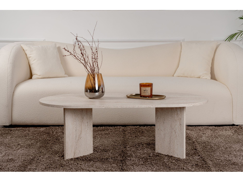 Couchtisch aus Holz „Sable“ – 60 x 119 x 40 cm – Travertin