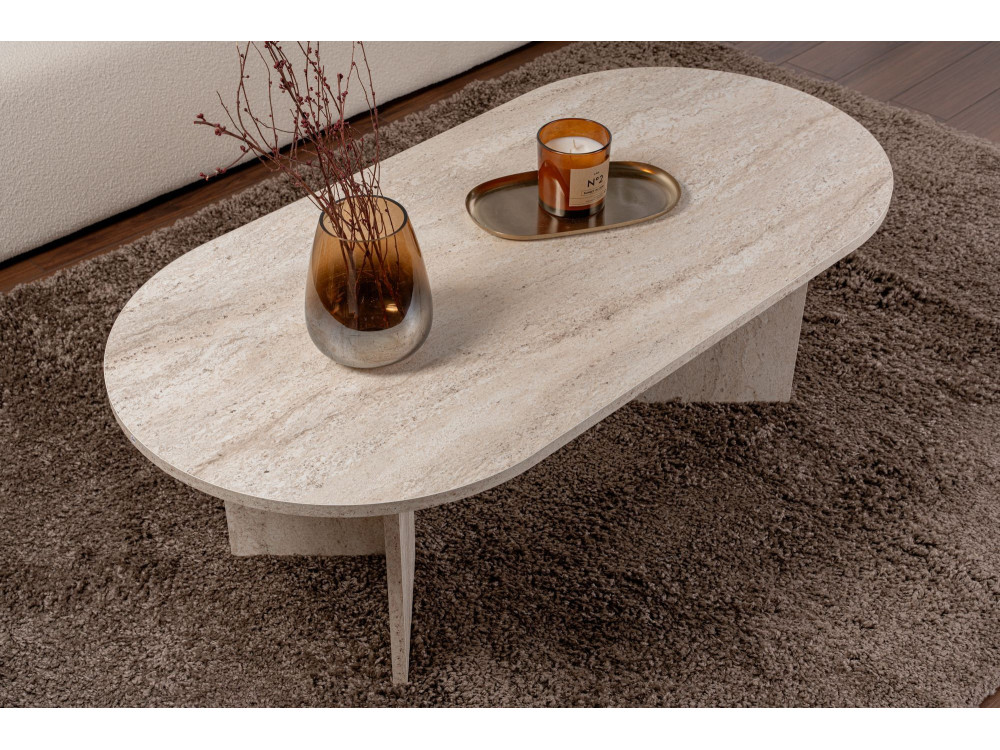 Couchtisch aus Holz „Sable“ – 60 x 119 x 40 cm – Travertin