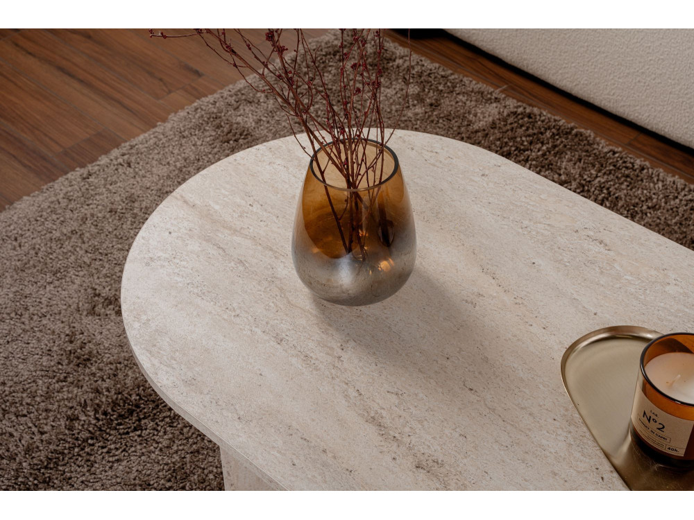 Couchtisch aus Holz „Sable“ – 60 x 119 x 40 cm – Travertin