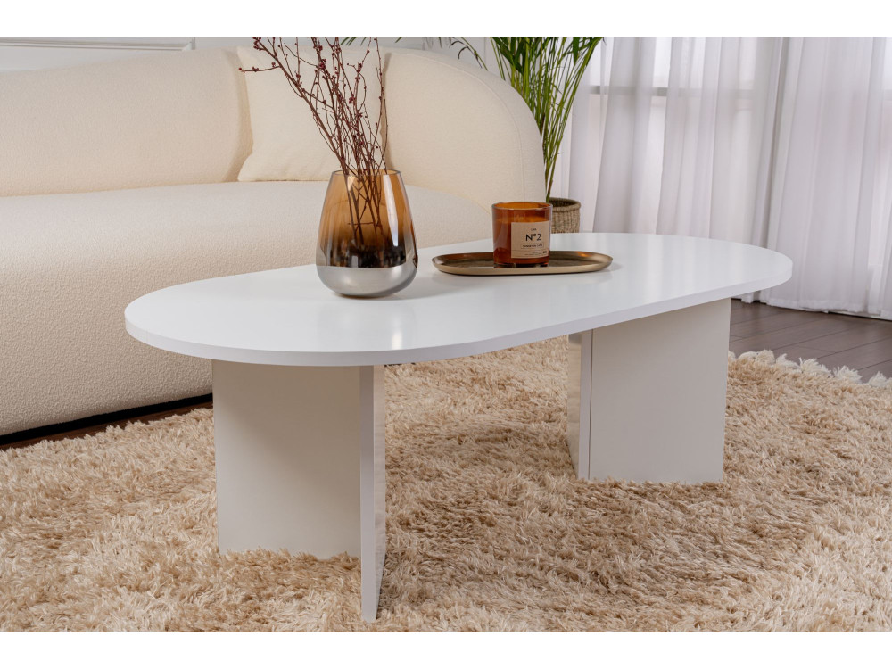 Couchtisch aus Holz „Sable“ – 60 x 119 x 40 cm – Weiß