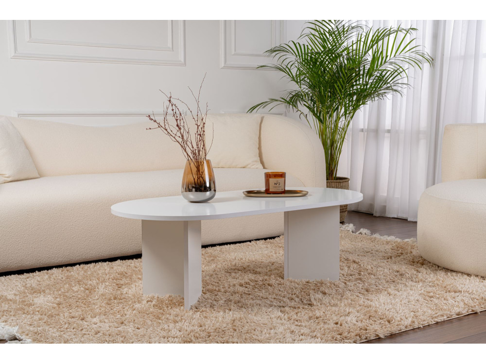 Couchtisch aus Holz „Sable“ – 60 x 119 x 40 cm – Weiß